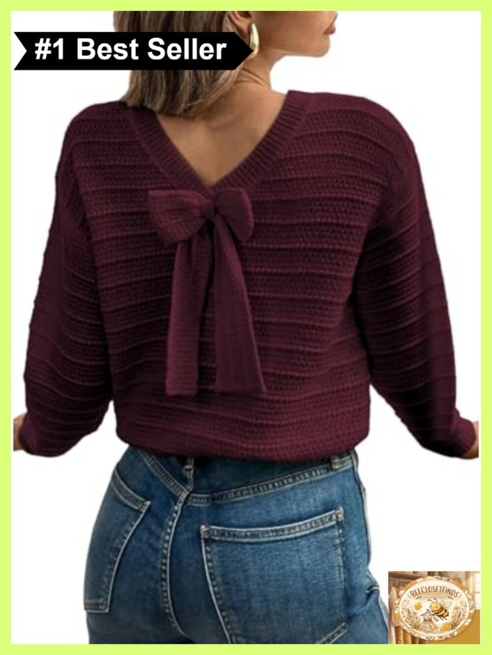 EVALESS Womens Bow Sweaters Pullover Knit Tops Fall Outfits